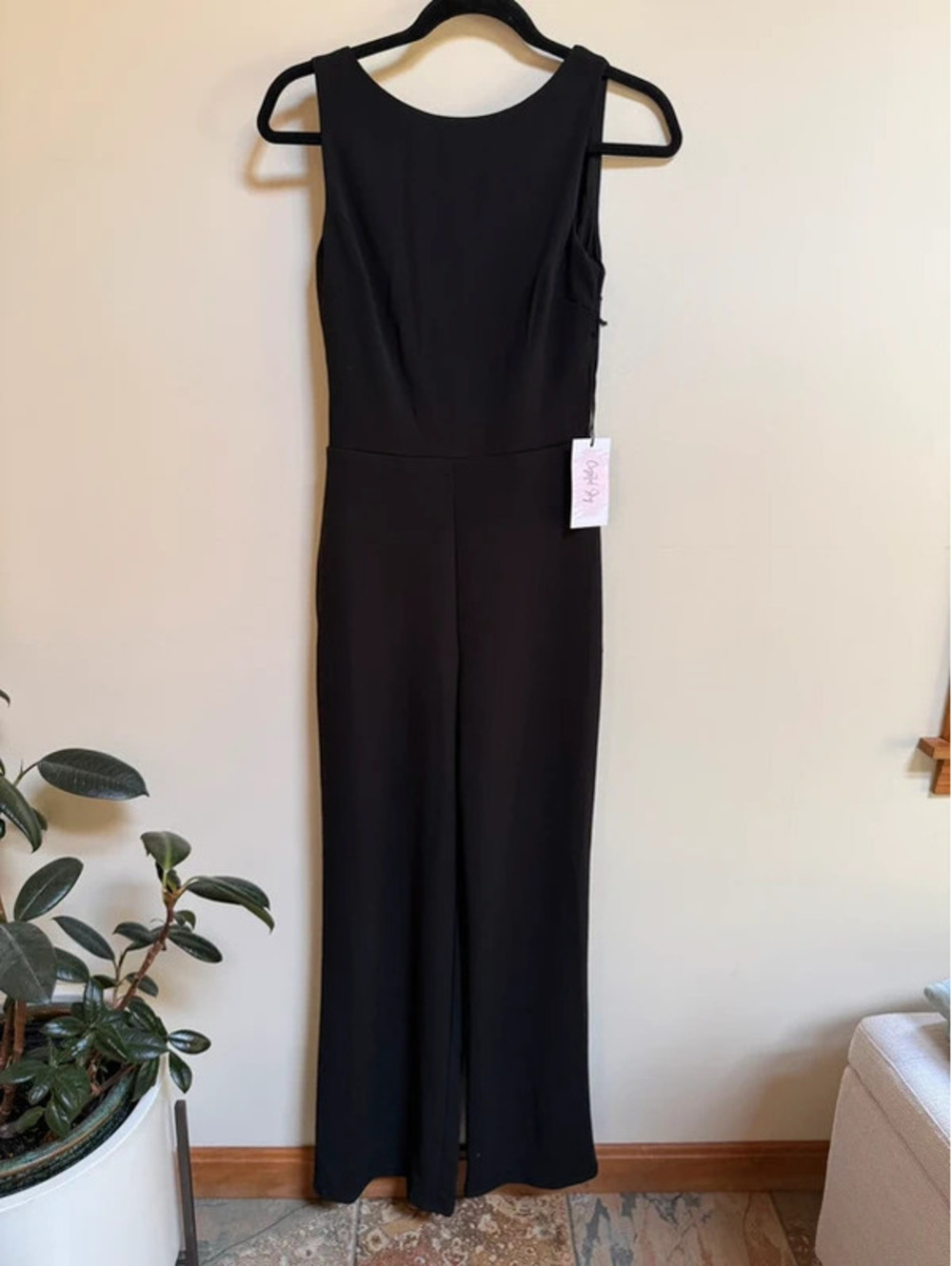 Crystal Sky Black Sleeveless Wide Leg Jumpsuit Size S